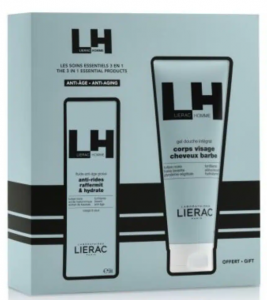 LIERAC HOMME COFFRET ANTI-ÂGE Fluide Anti-âge Global 50mL + Gel Douche 200mL offert