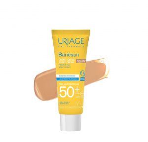 Uriage Bariesun Crème Teintée SPF50+ - Teinte Dorée - Texture Légère, Toucher sec - Fini Naturel et Lumineux - Résistante à la Transpiration - Non Comédogène - Convient aux Peaux Sensibles - 50ml